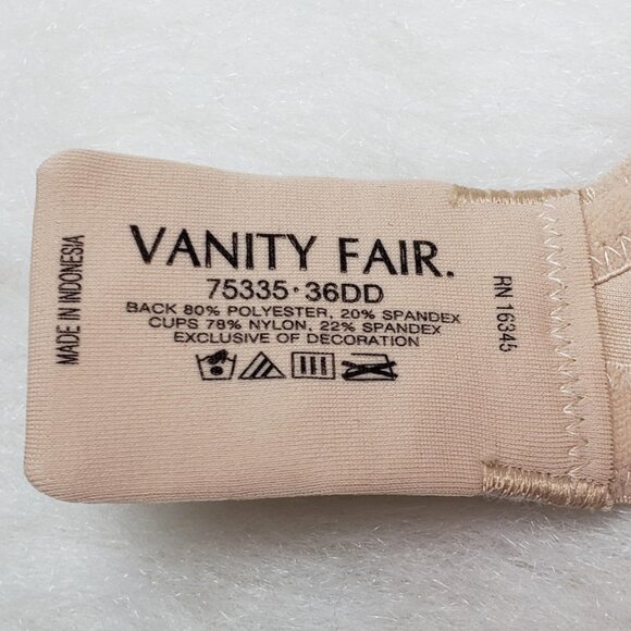 VANITY FAIR 75335 Damask Neutral Body Caress Full Coverage Convertible Bra 36DD - Picture 8 of 13